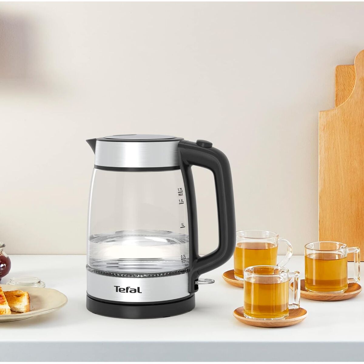 Tefal 1850-2200W Glass Electric Kettle with Water Level Indicator Multicolor 1.7 Liter KI700827